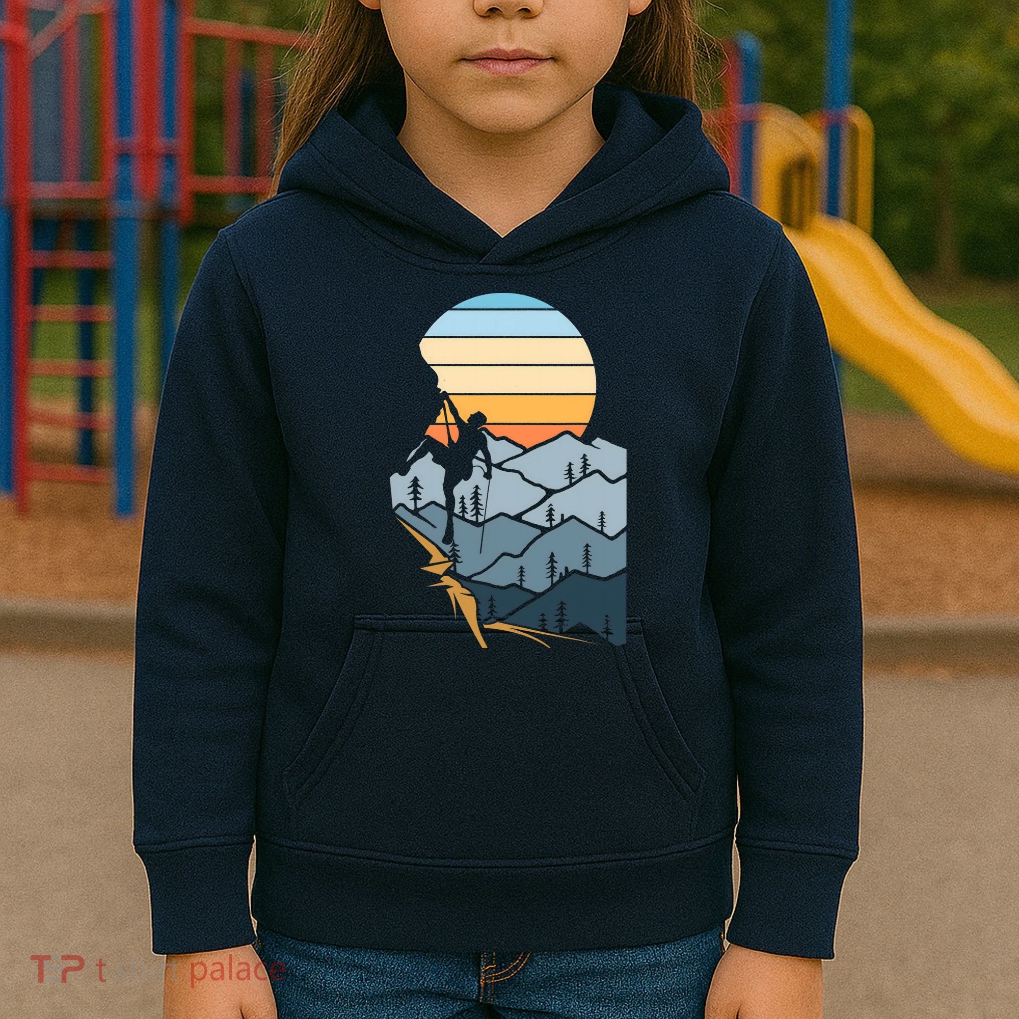 Mountain Climber Boulder Sports Hobby Retro Rock Climbing Kids Hoodie