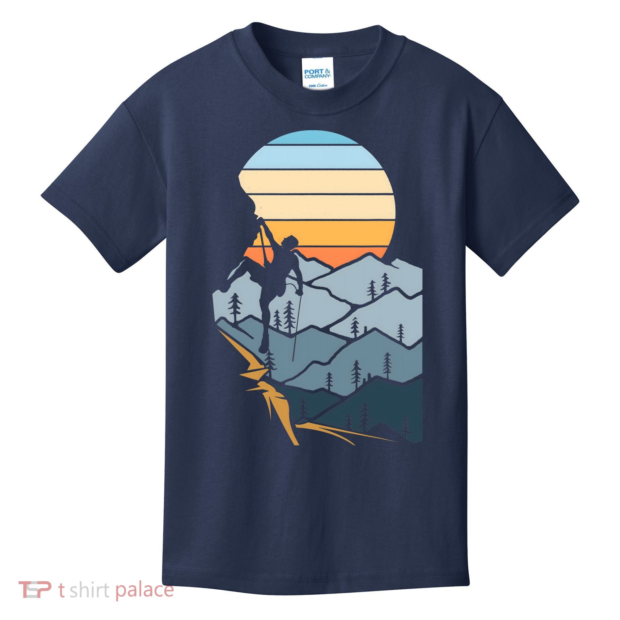 Mountain Climber Boulder Sports Hobby Retro Rock Climbing Kids T-Shirt
