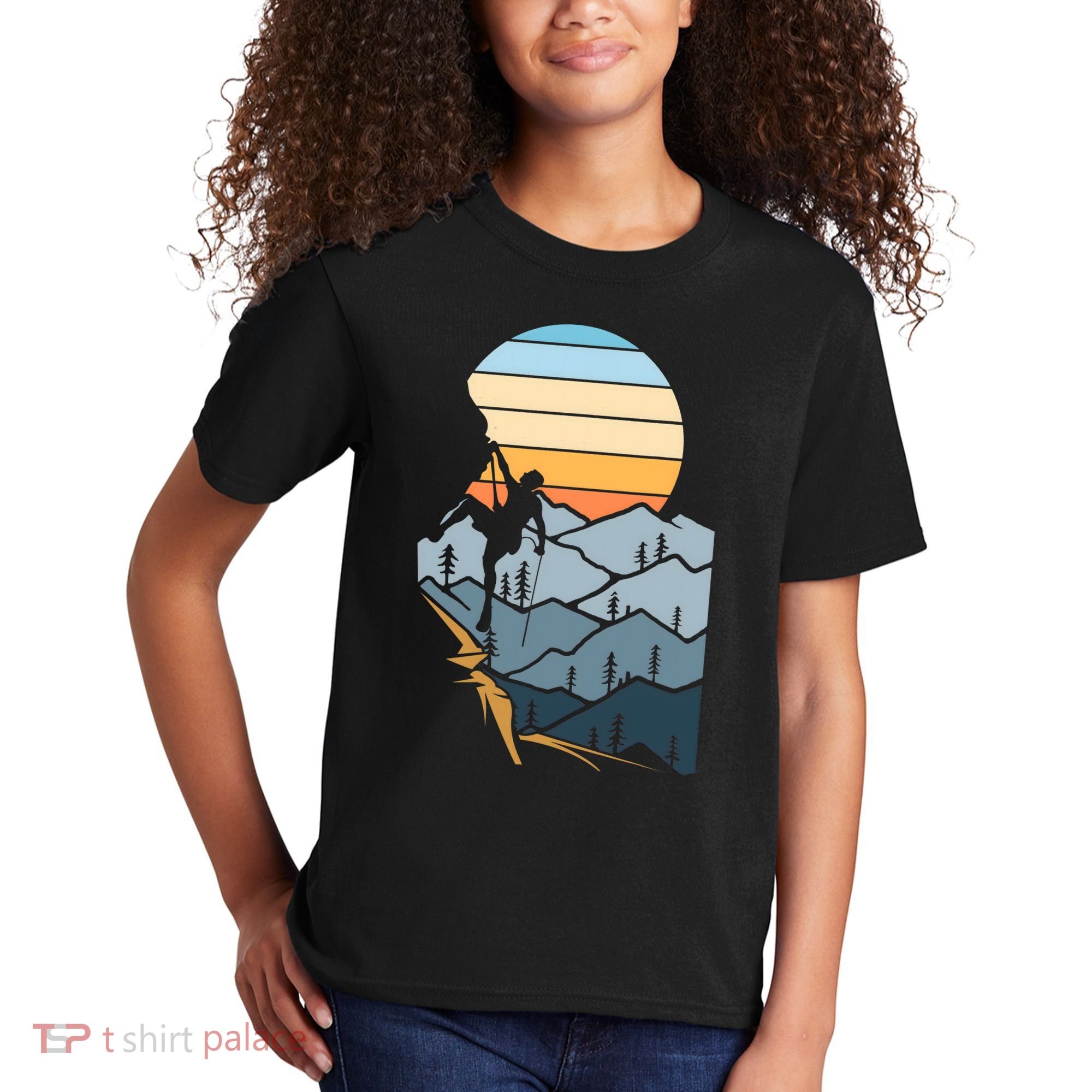 Mountain Climber Boulder Sports Hobby Retro Rock Climbing Kids T-Shirt