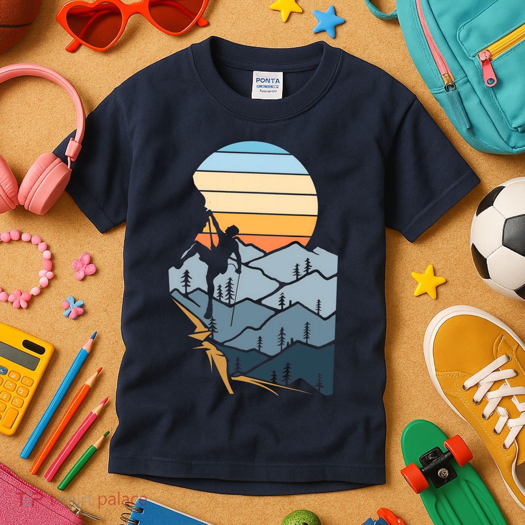 Mountain Climber Boulder Sports Hobby Retro Rock Climbing Kids T-Shirt