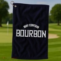 May Contain Bourbon Funny Whiskey Lover Party Golf Towel thumb 1