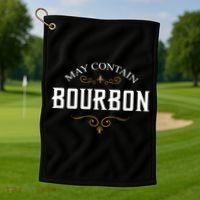 May Contain Bourbon Whiskey Golf Towel thumb 1