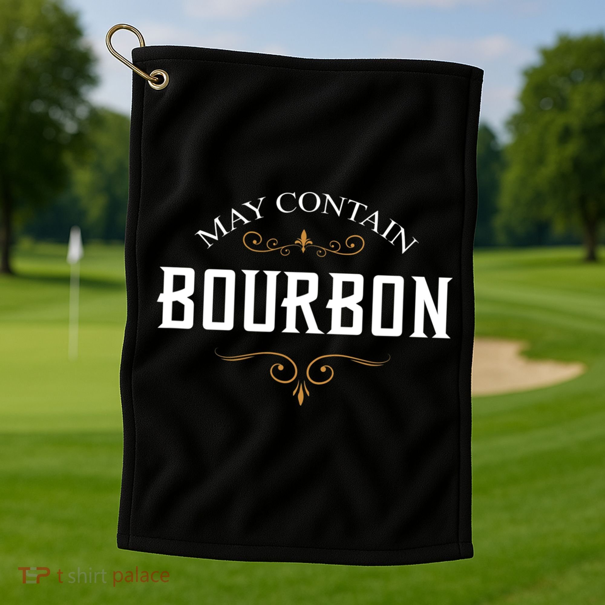 May Contain Bourbon Whiskey Golf Towel