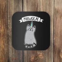 Meowgical Caticorn Cat Unicorn Magical Creature Gift Coaster thumb 0