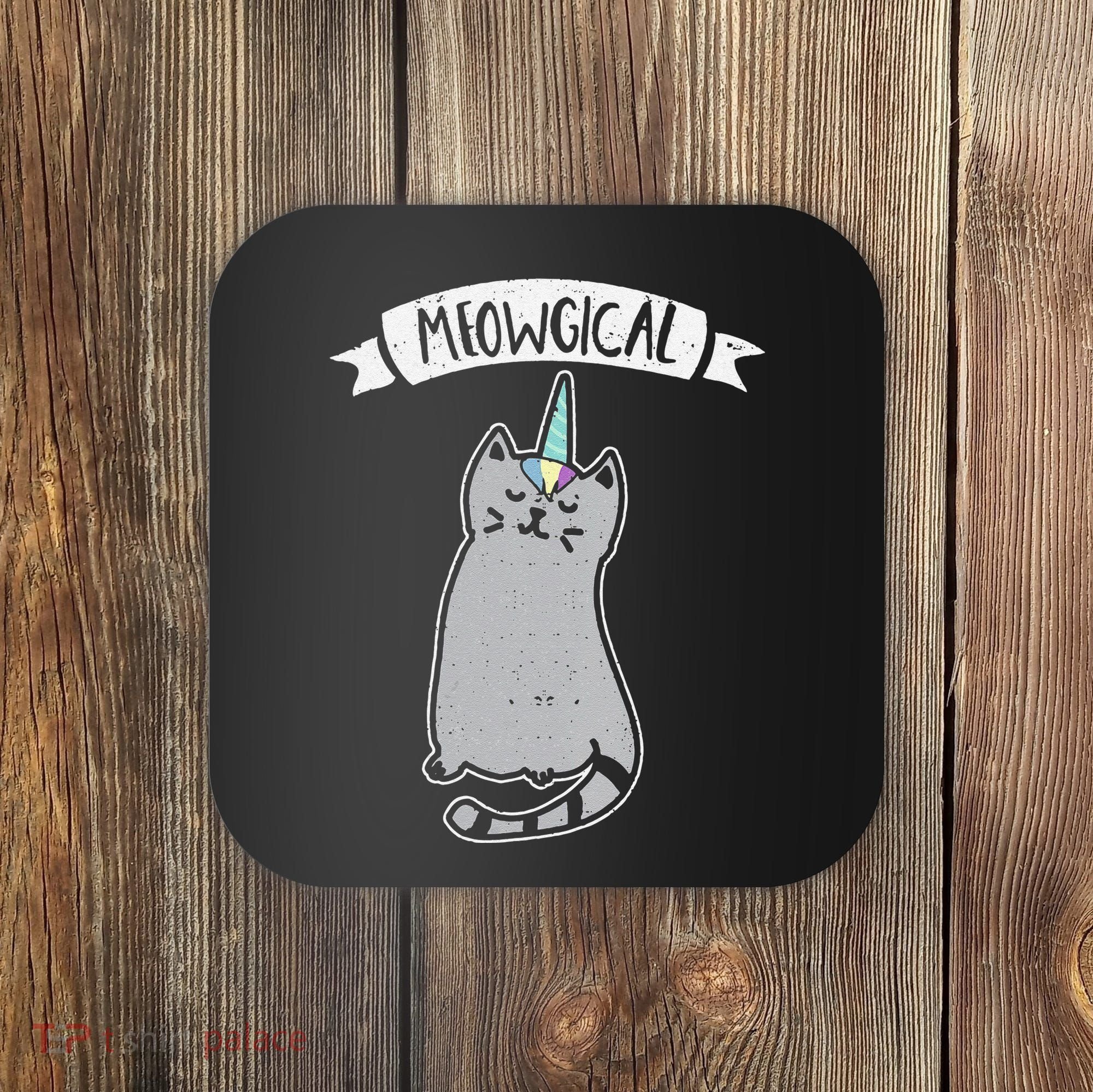 Meowgical Caticorn Cat Unicorn Magical Creature Gift Coaster