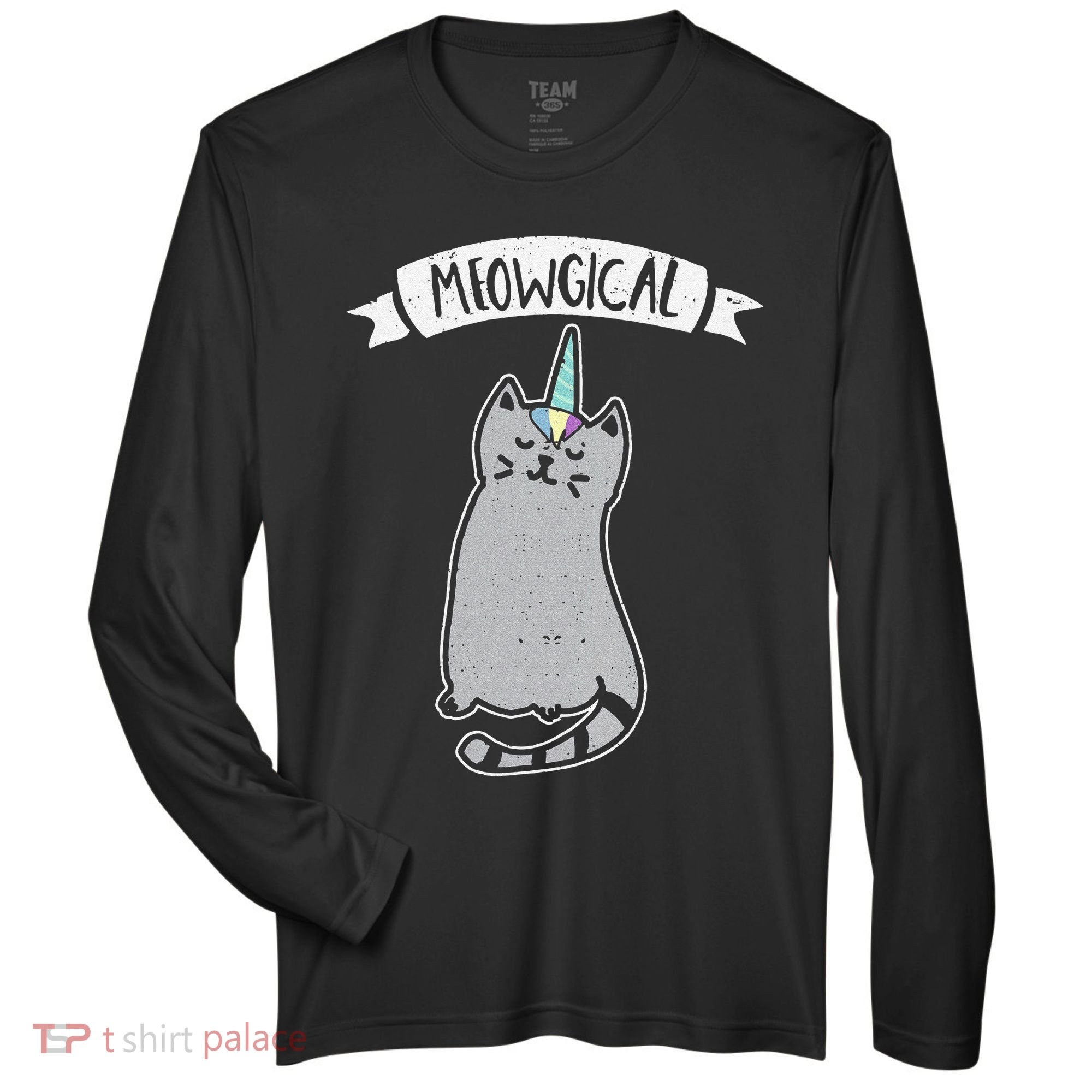 Meowgical Caticorn Cat Unicorn Magical Creature Gift Zone Performance Long-Sleeve T-Shirt