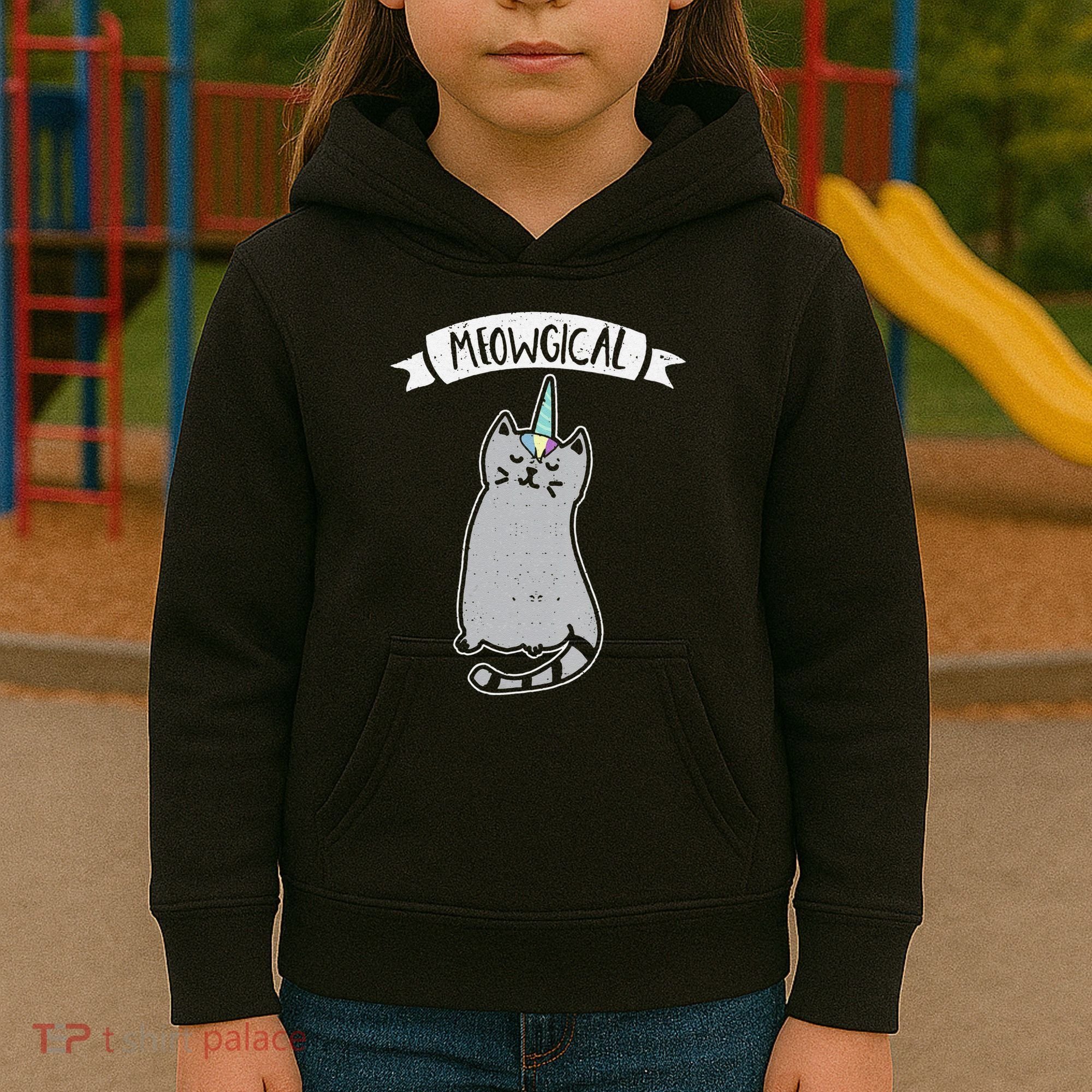 Meowgical Caticorn Cat Unicorn Magical Creature Gift Kids Hoodie