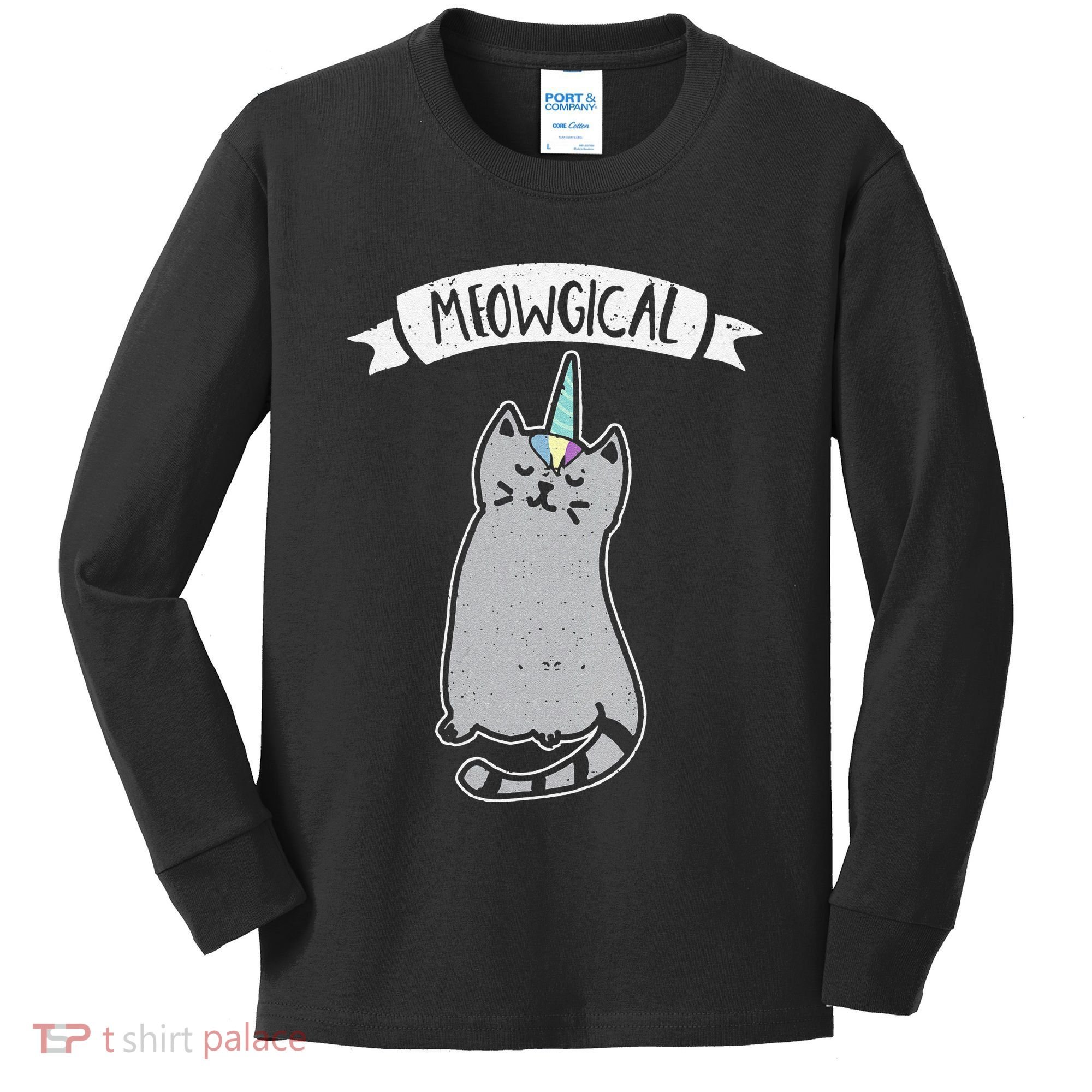 Meowgical Caticorn Cat Unicorn Magical Creature Gift Kids Long Sleeve Shirt