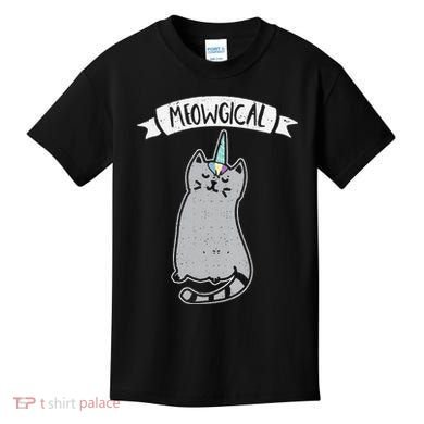 Meowgical Caticorn Cat Unicorn Magical Creature Gift Kids T-Shirt