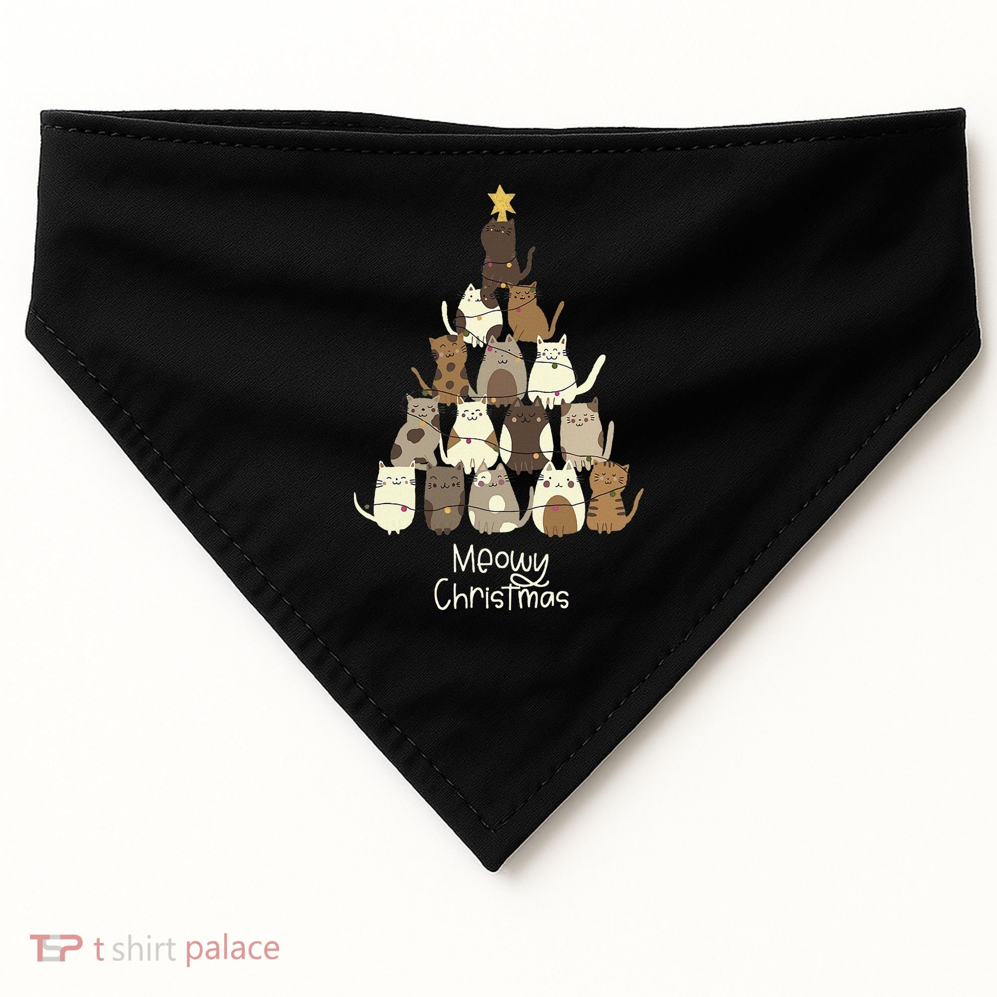 Meowy Christmas Cat Lover   USA-Made Doggie Bandana