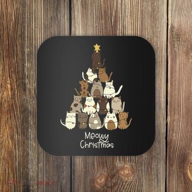 Meowy Christmas Cat Lover   Coaster
