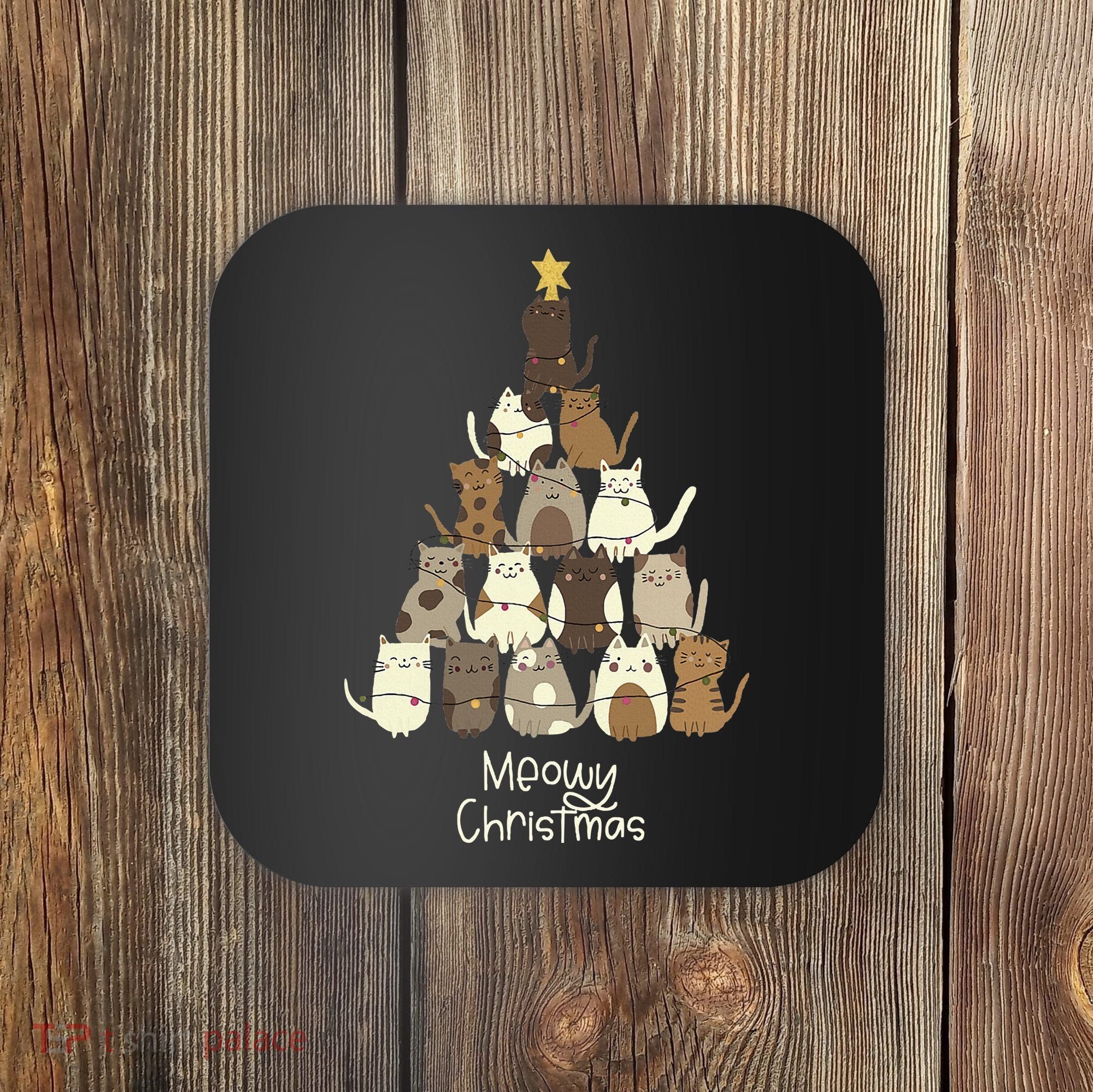 Meowy Christmas Cat Lover   Coaster