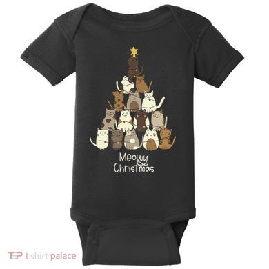 Meowy Christmas Cat Lover   Baby Bodysuit