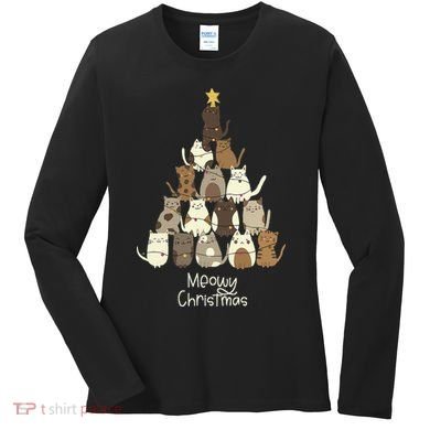 Meowy Christmas Cat Lover   Women's Long Sleeve Shirt