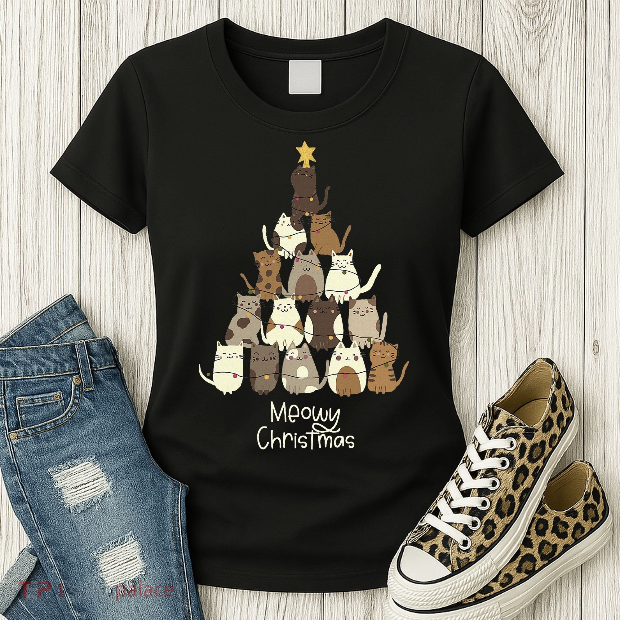 Meowy Christmas Cat Lover   Women's T-Shirt