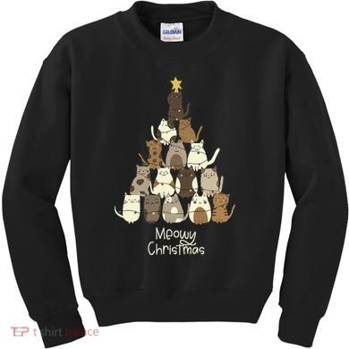 Meowy Christmas Cat Lover   Kids Sweatshirt