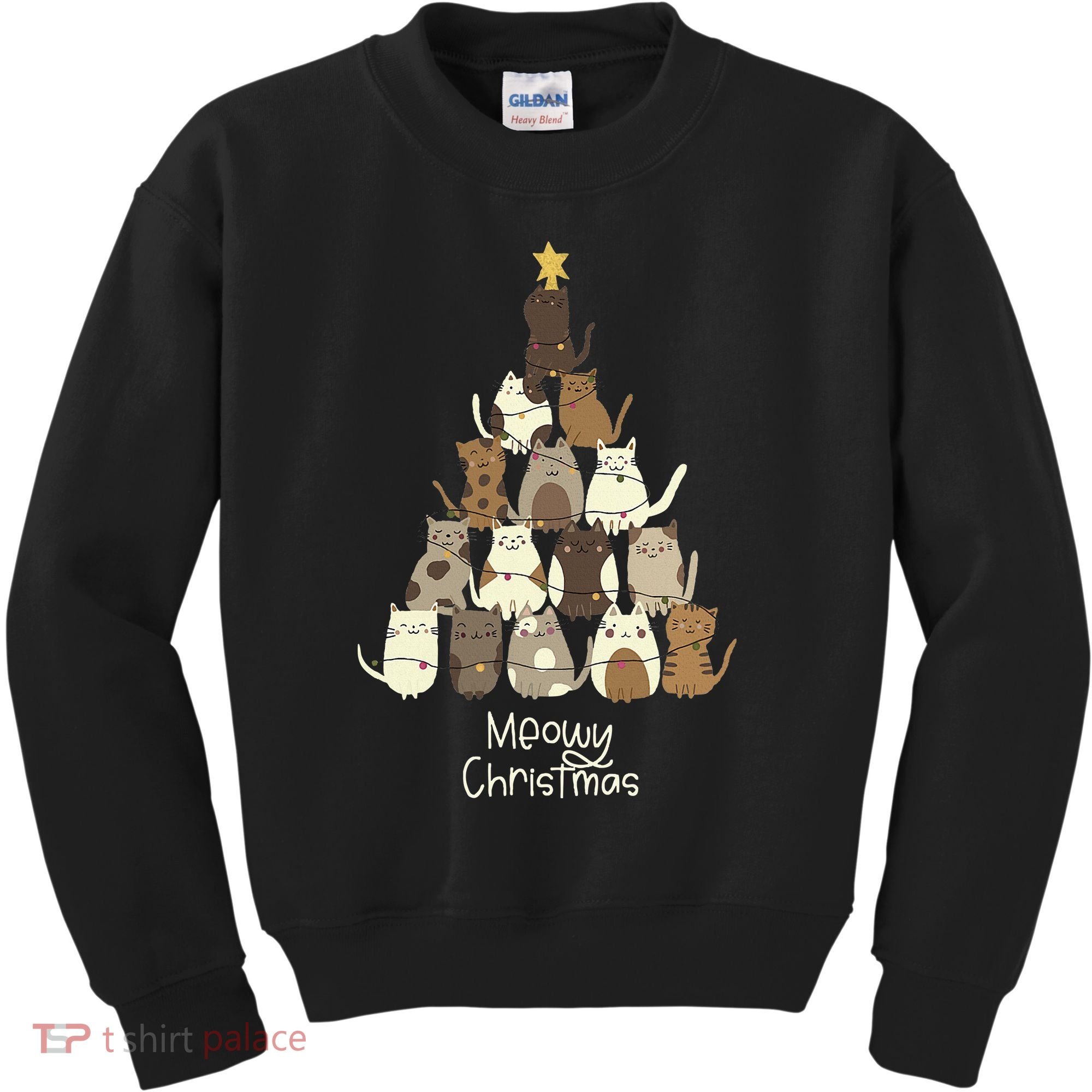 Meowy Christmas Cat Lover   Kids Sweatshirt