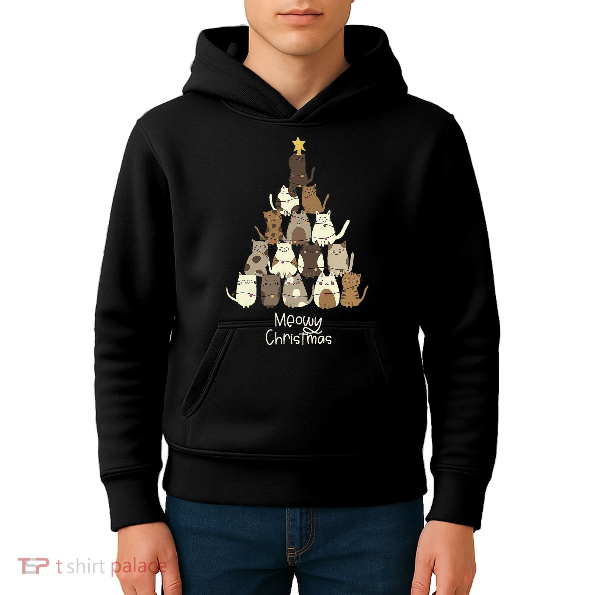 Meowy Christmas Cat Lover   Kids Hoodie