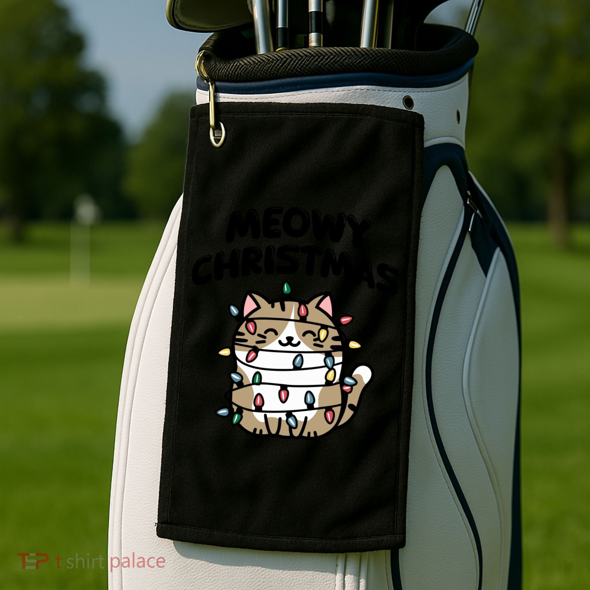 Meowy Christmas Christmas Cats Cat Lover Golf Towel