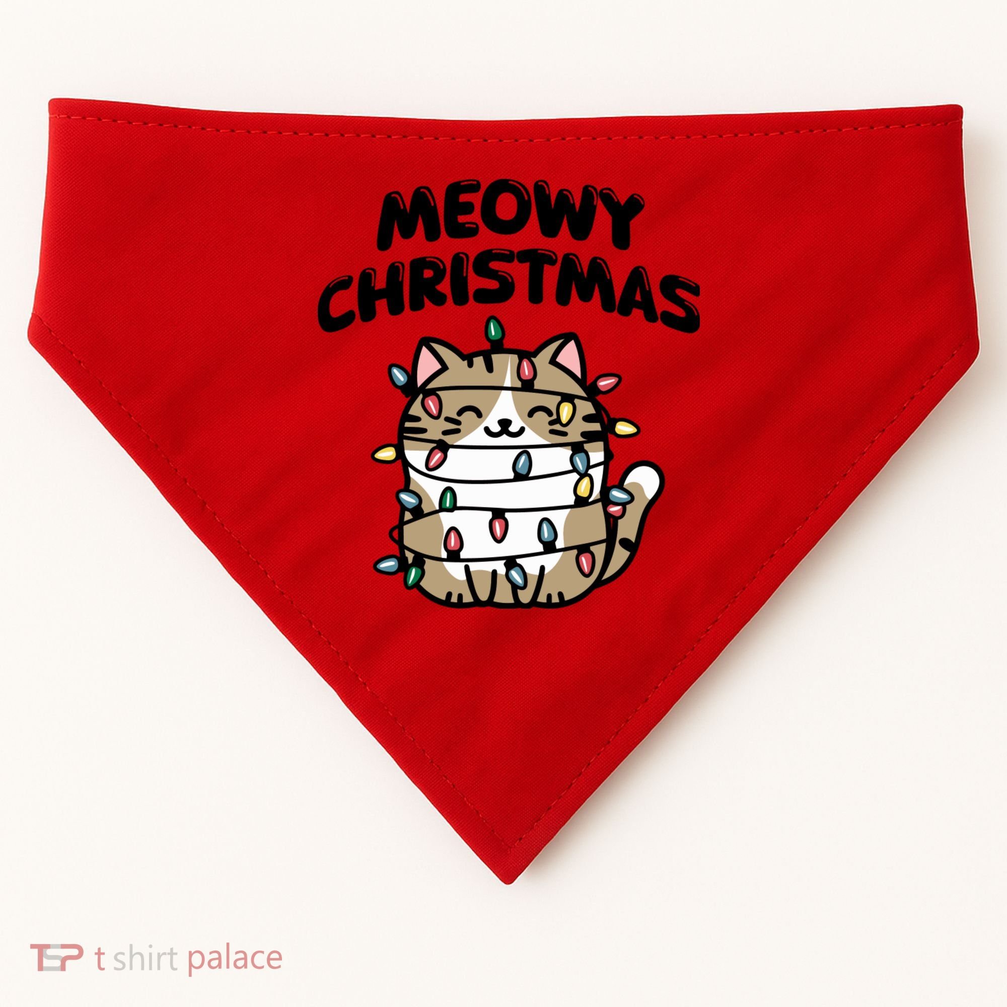 Meowy Christmas Christmas Cats Cat Lover USA-Made Doggie Bandana