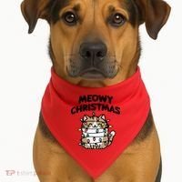 Meowy Christmas Christmas Cats Cat Lover USA-Made Doggie Bandana thumb 1