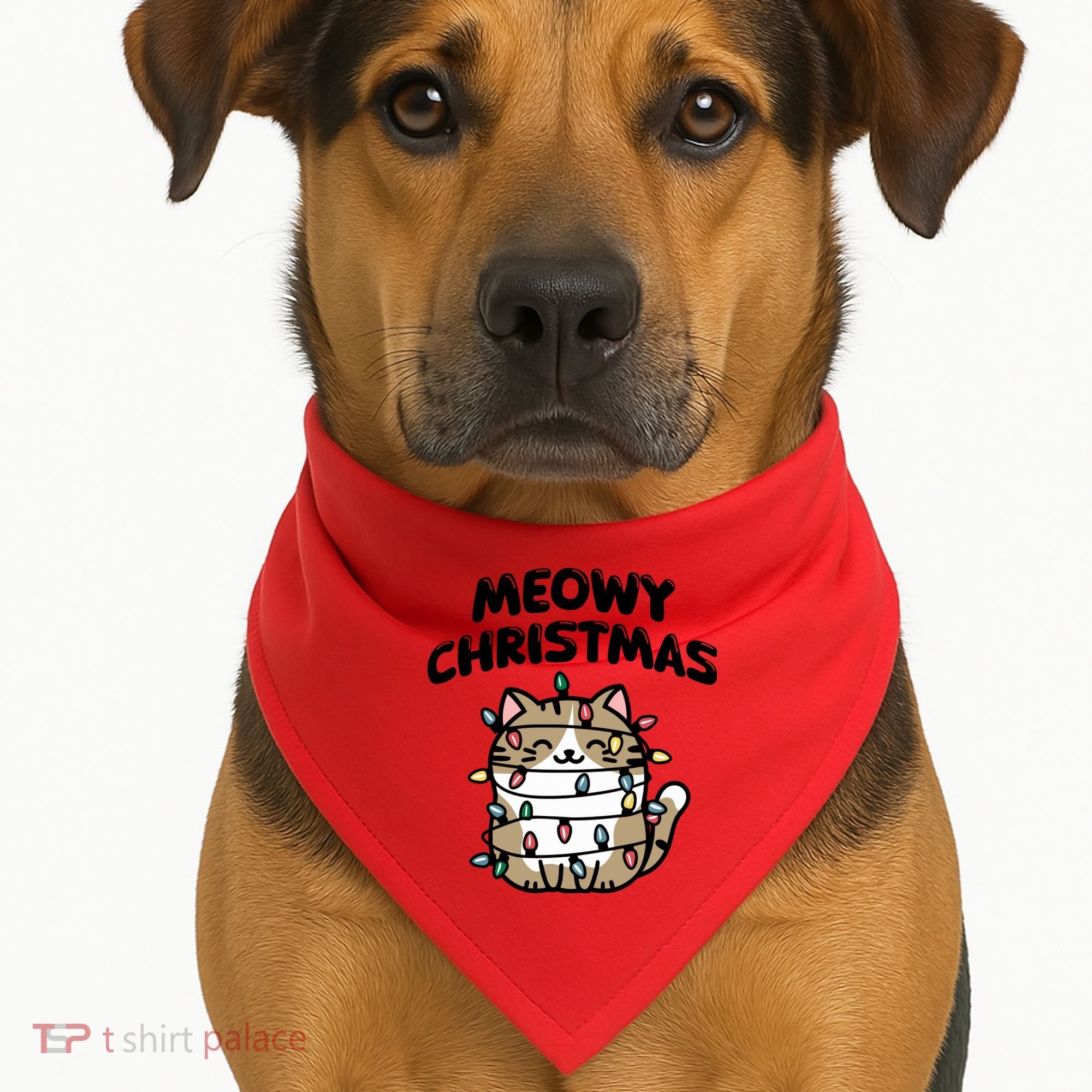 Meowy Christmas Christmas Cats Cat Lover USA-Made Doggie Bandana
