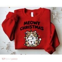 Meowy Christmas Christmas Cats Cat Lover Sweatshirt thumb 2