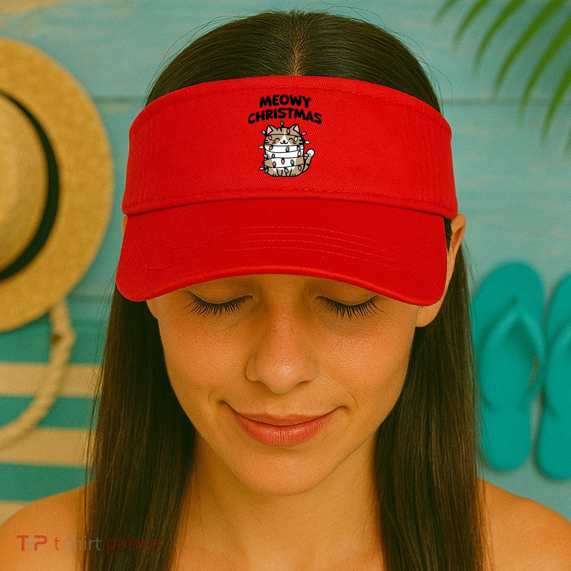 Meowy Christmas Christmas Cats Cat Lover Visor