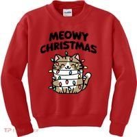 Meowy Christmas Christmas Cats Cat Lover Kids Sweatshirt thumb 0