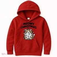 Meowy Christmas Christmas Cats Cat Lover Kids Hoodie thumb 0