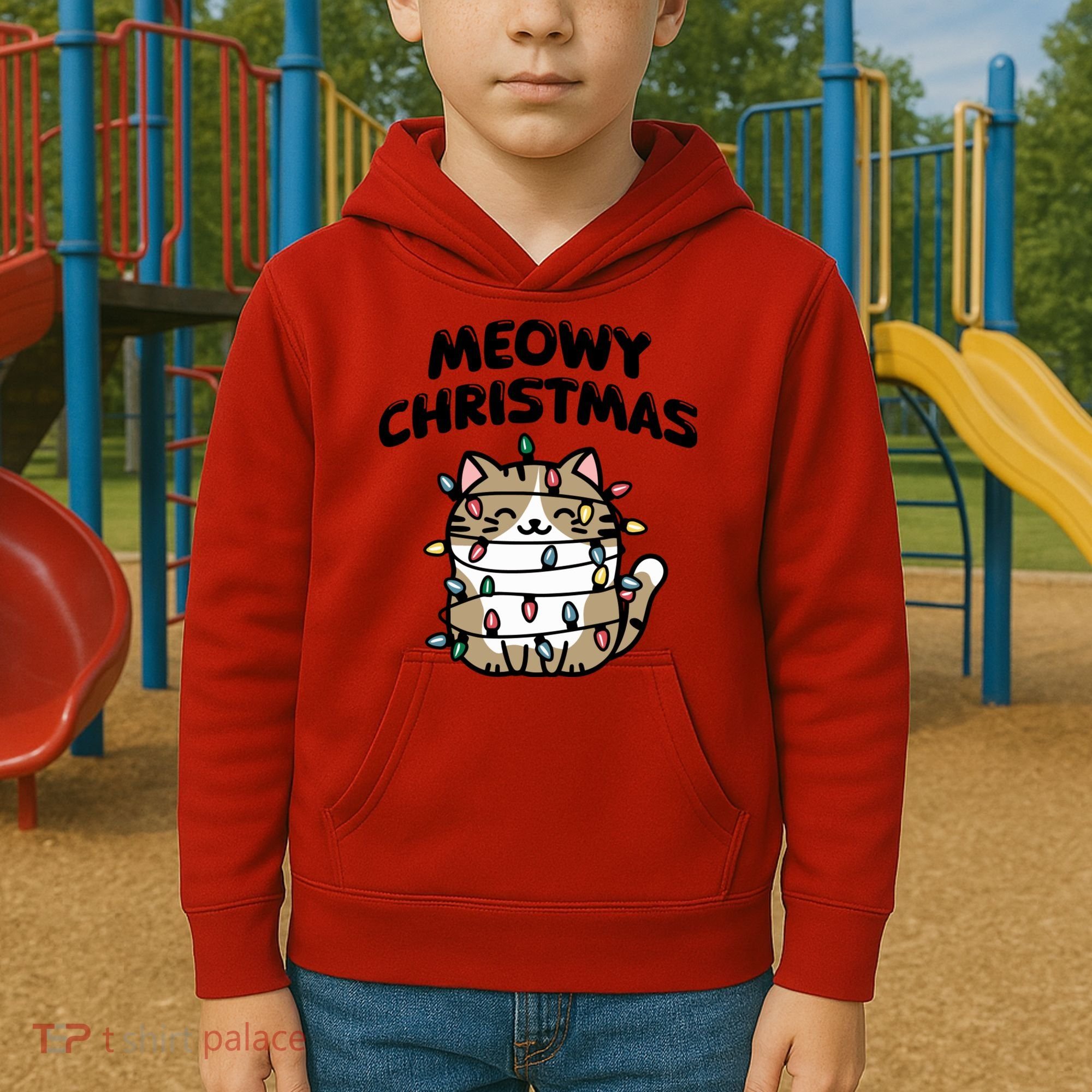 Meowy Christmas Christmas Cats Cat Lover Kids Hoodie