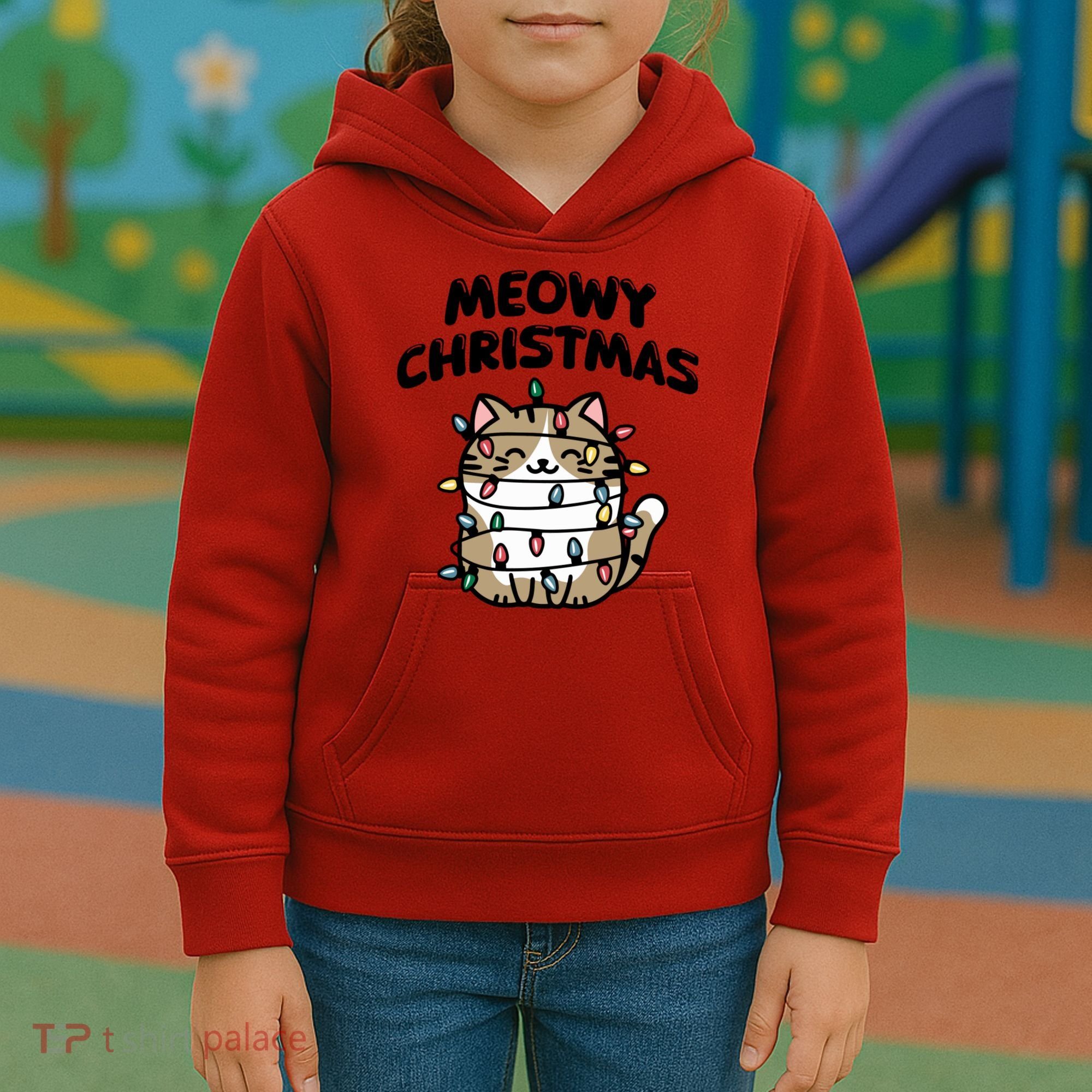 Meowy Christmas Christmas Cats Cat Lover Kids Hoodie
