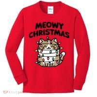 Meowy Christmas Christmas Cats Cat Lover Kids Long Sleeve Shirt thumb 0