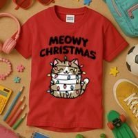 Meowy Christmas Christmas Cats Cat Lover Kids T-Shirt thumb 3