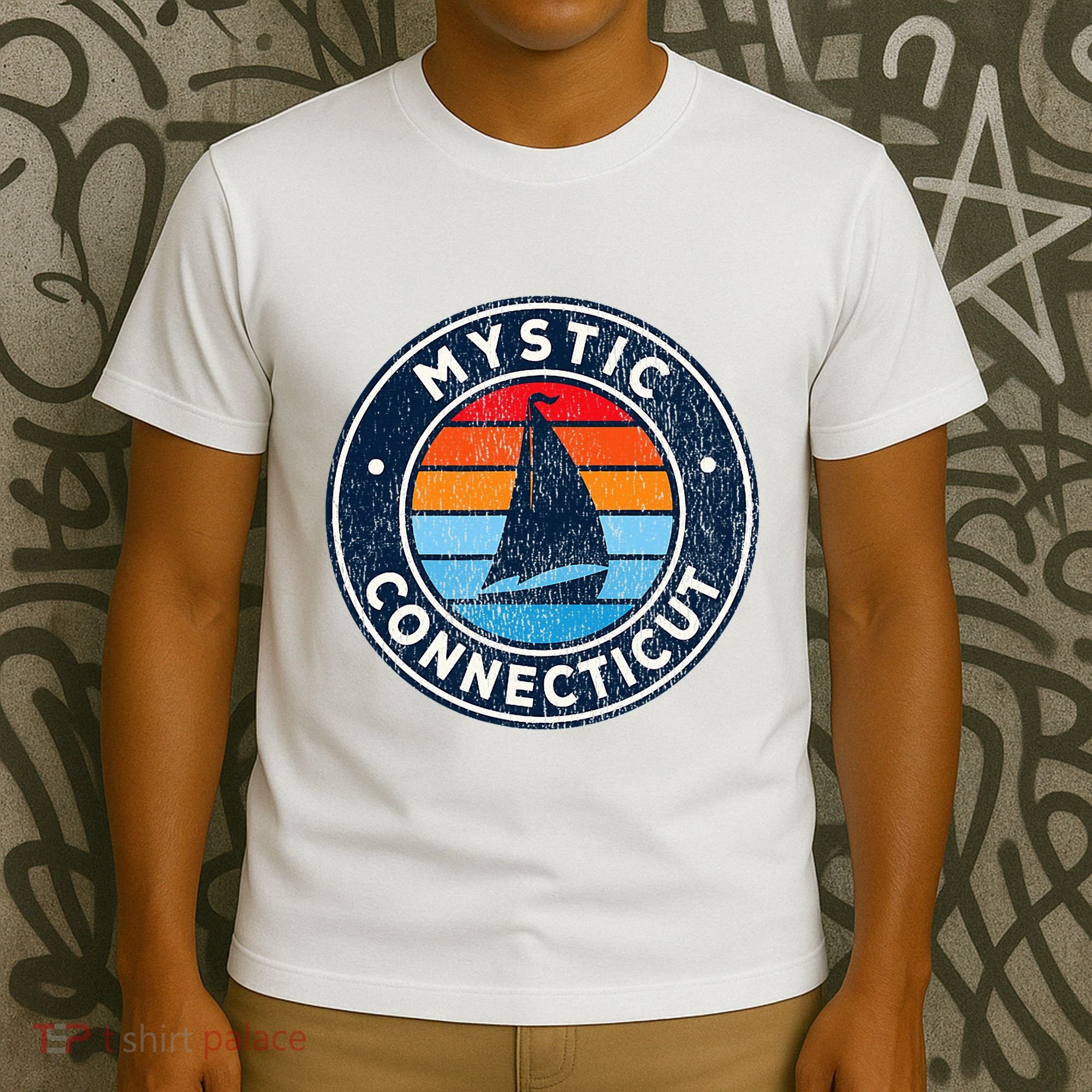 Mystic Connecticut Ct Vintage Sailboat T-Shirt