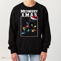 Meowy Christmas Cat With Lights And Santa Hat Women's Sweatshirt thumb 0