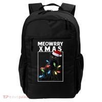 Meowy Christmas Cat With Lights And Santa Hat Backpack thumb 0