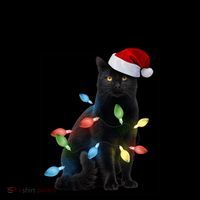 Meowy Christmas Cat With Lights And Santa Hat Coffee Mug thumb 5