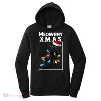Meowy Christmas Cat With Lights And Santa Hat Women's Hoodie thumb 0