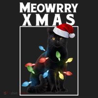 Meowy Christmas Cat With Lights And Santa Hat Golf Towel thumb 3