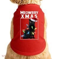 Meowy Christmas Cat With Lights And Santa Hat Doggie Tank thumb 0
