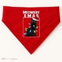 Meowy Christmas Cat With Lights And Santa Hat USA-Made Doggie Bandana thumb 0