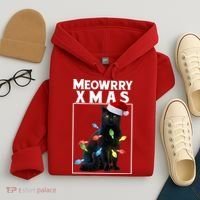 Meowy Christmas Cat With Lights And Santa Hat Hoodie thumb 4
