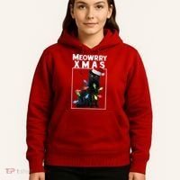 Meowy Christmas Cat With Lights And Santa Hat Hoodie thumb 5