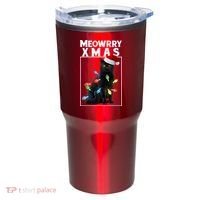 Meowy Christmas Cat With Lights And Santa Hat Tumbler thumb 0