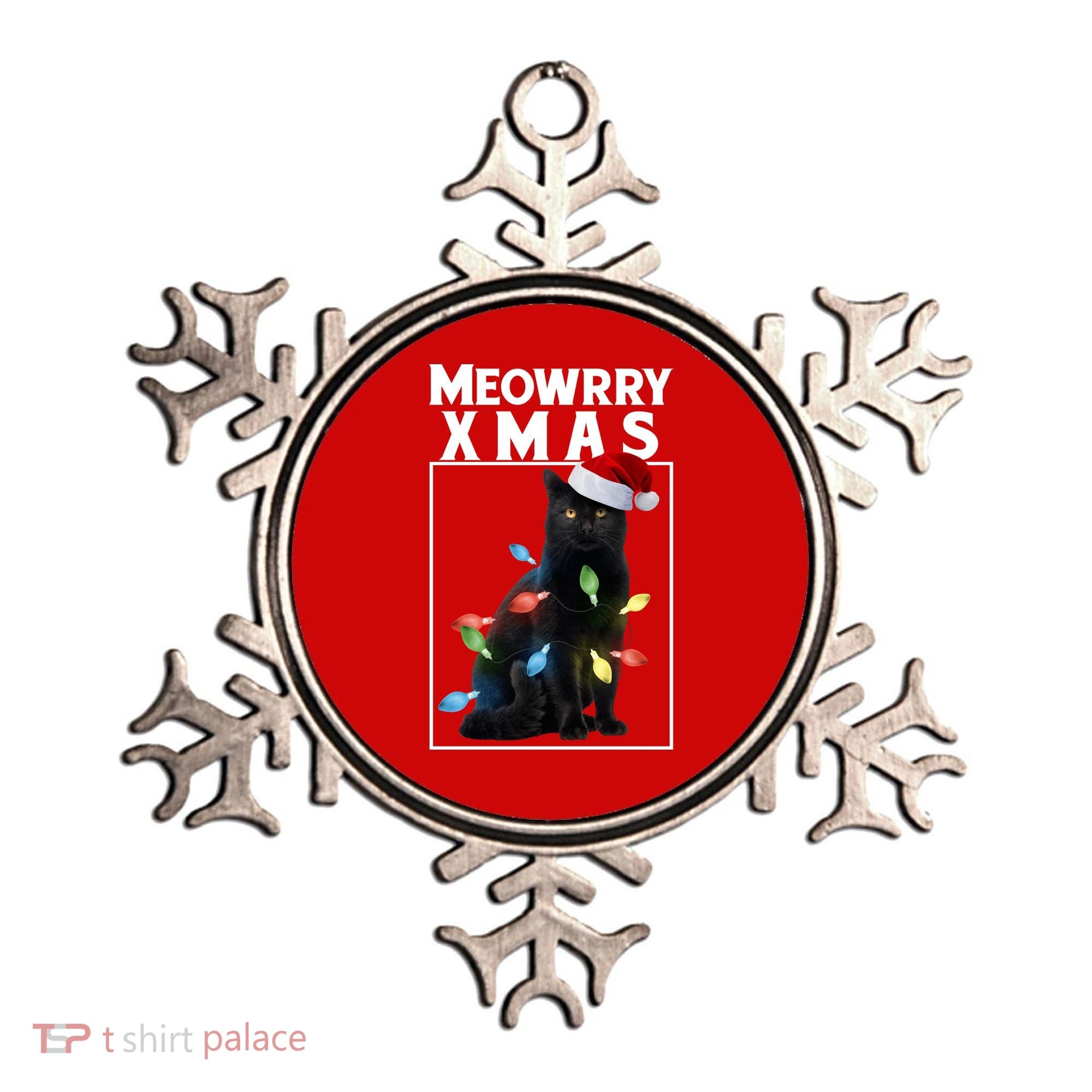 Meowy Christmas Cat With Lights And Santa Hat Ornament