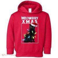 Meowy Christmas Cat With Lights And Santa Hat Toddler Hoodie thumb 0