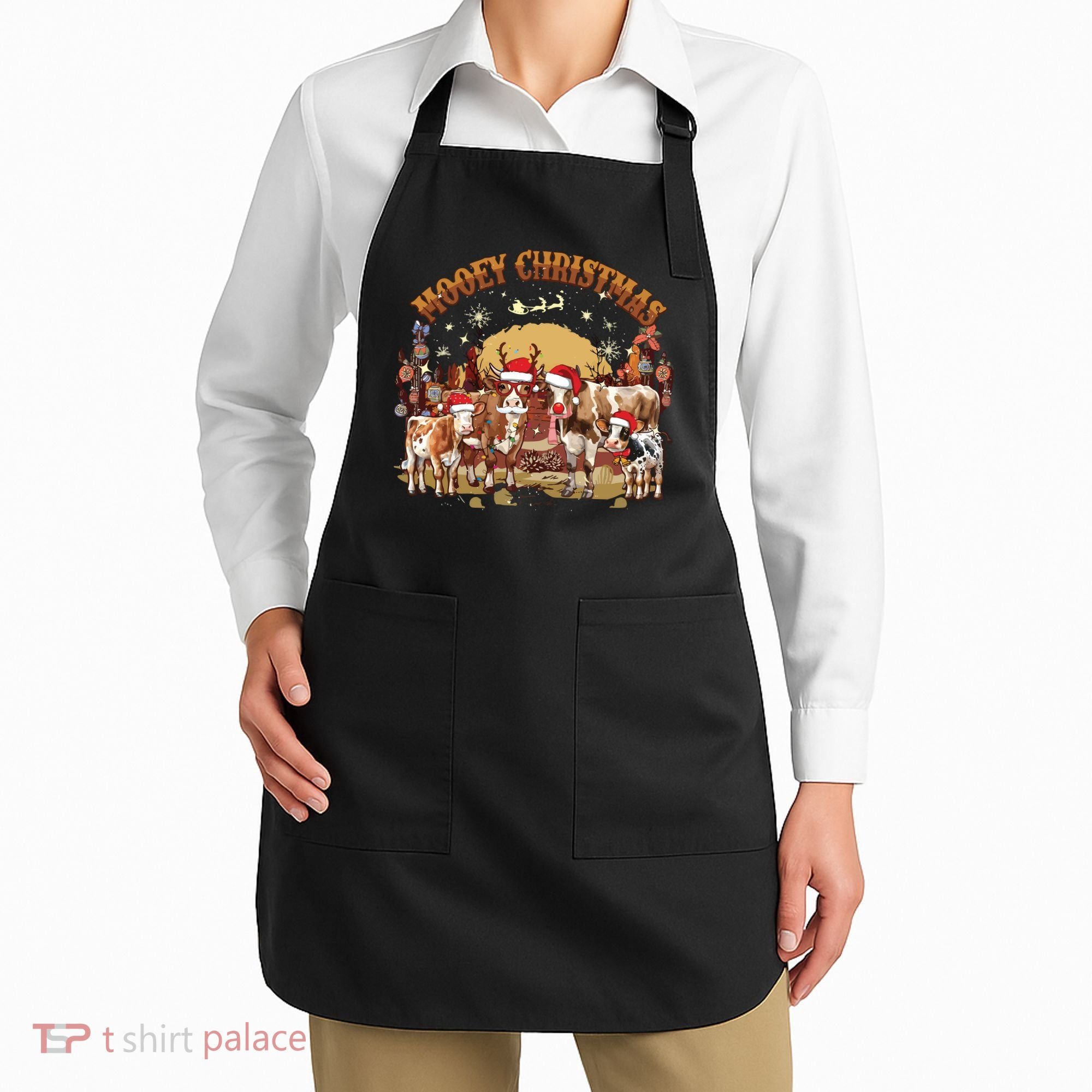 Mooey Christmas Cows Apron