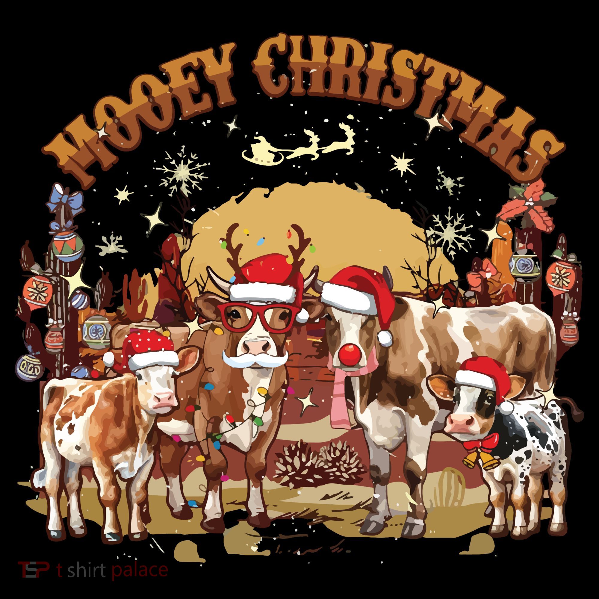 Mooey Christmas Cows Women's Tank Top