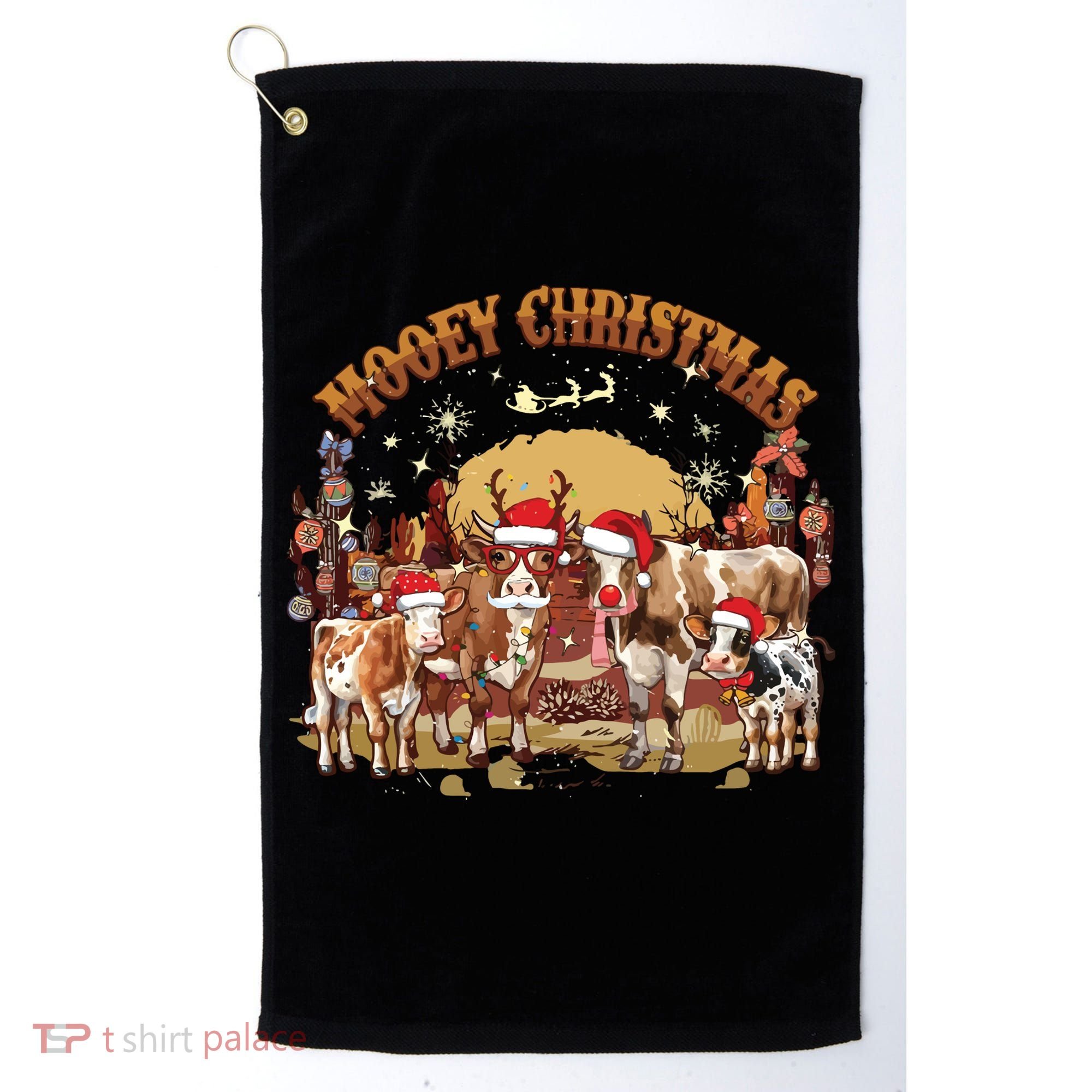 Mooey Christmas Cows Golf Towel